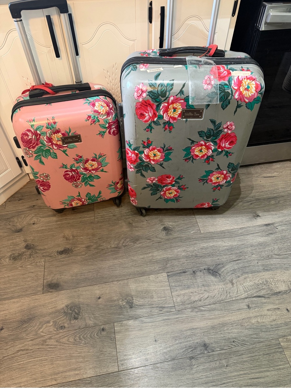 Matilda Jane Pink and Gray Floral Suitcase Set
